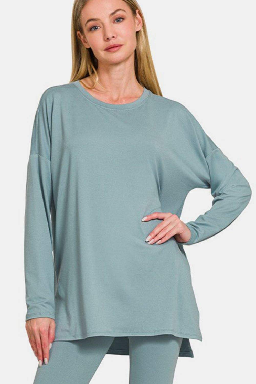 Zenana Full Size Brushed Microfiber Top and Leggings Lounge Set - Trendsi - Flyclothing LLC