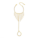 Rhinestone Fringe Hand Chain Bracelet - Trendsi - Flyclothing LLC