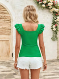 Square Neck Cap Sleeve Top - Trendsi