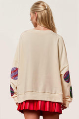 Double Take Christmas Element Sequin Round Neck Long Sleeve Sweatshirt - Trendsi - Flyclothing LLC