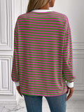 Ivy Lane Striped Round Neck Long Sleeve Sweatshirt - Trendsi - Flyclothing LLC