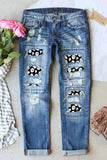 Distressed Skeleton Pattern Jeans with Pockets - Trendsi