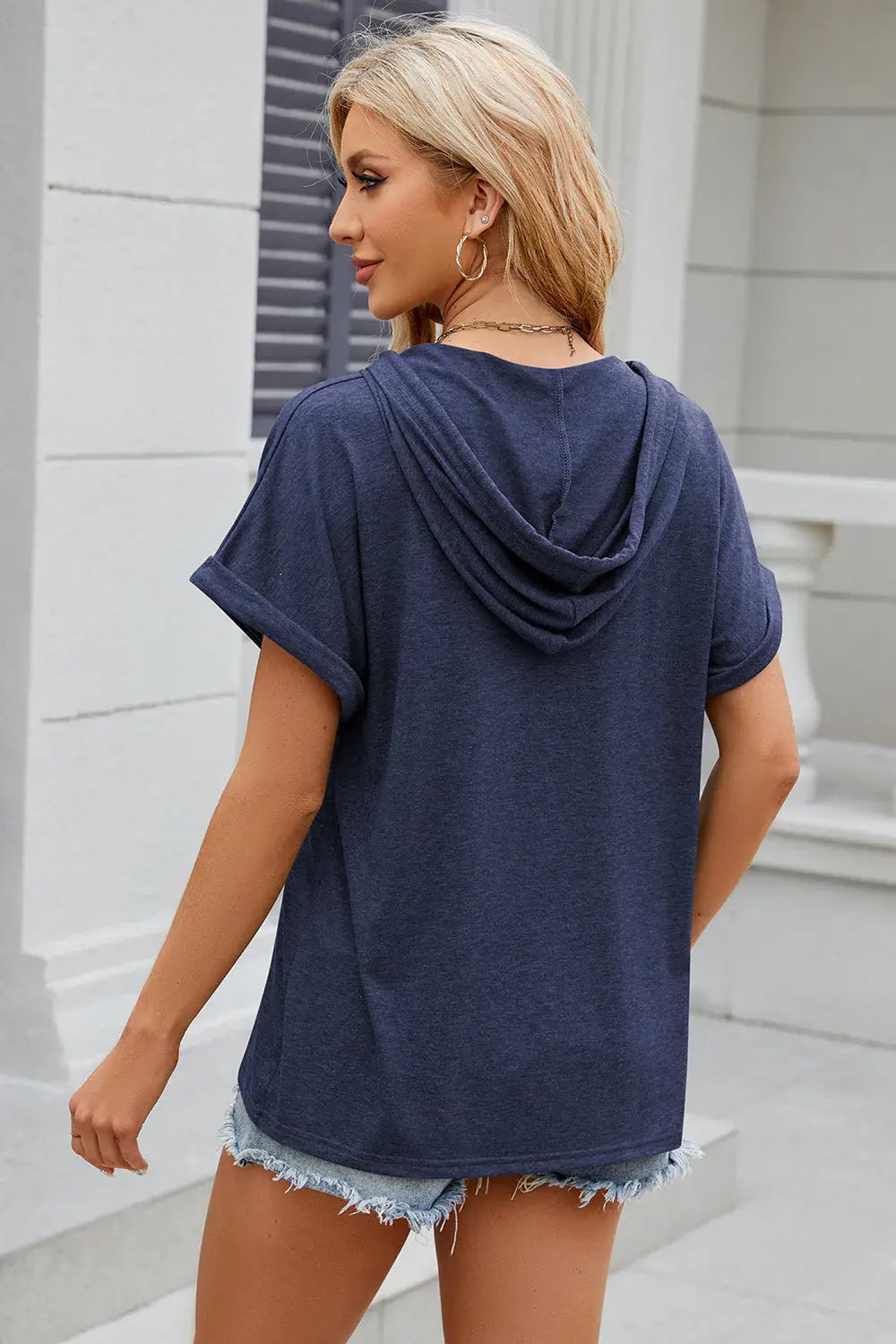 Florira Hooded Short Sleeve T-Shirt - Trendsi - Flyclothing LLC