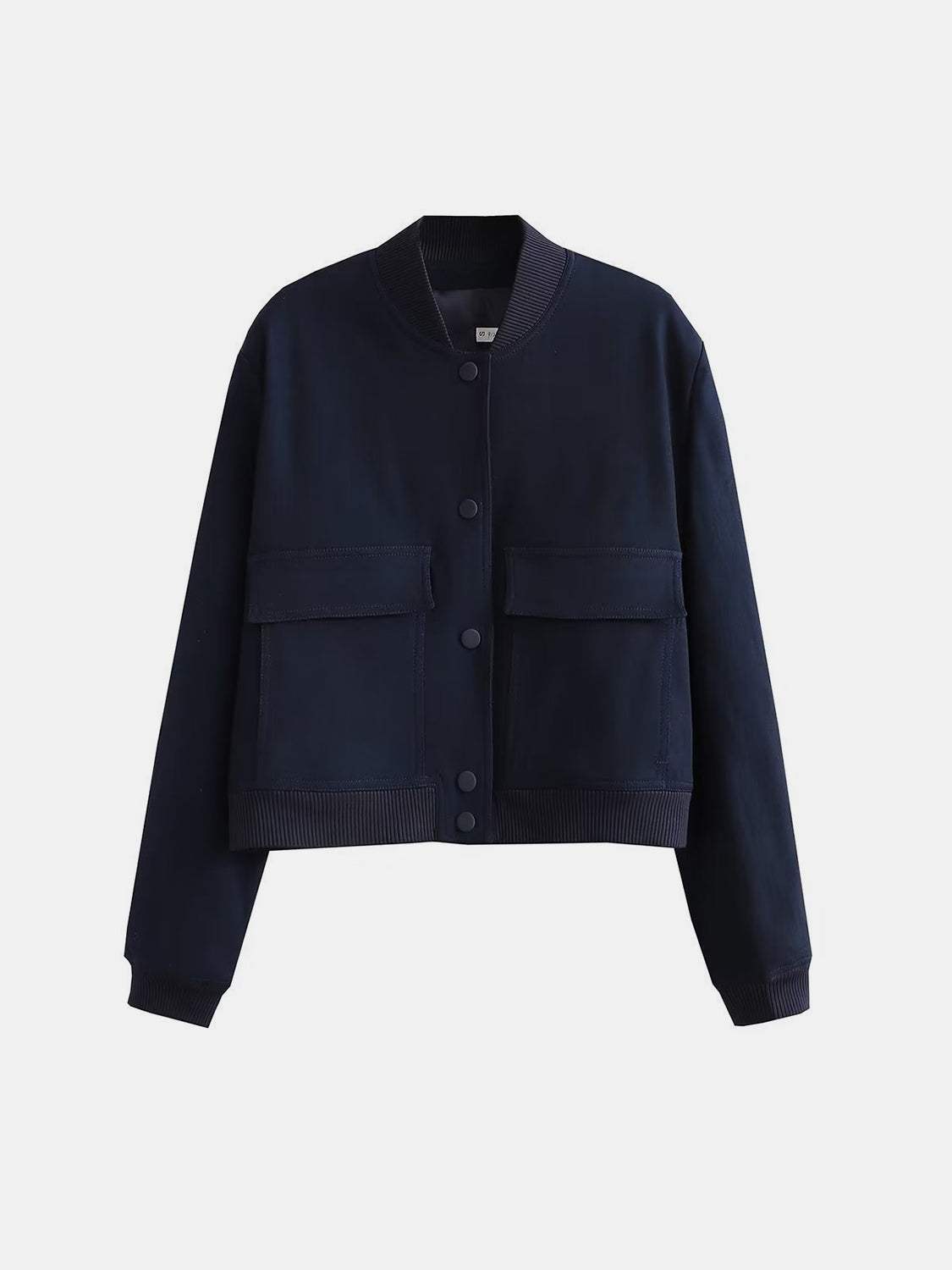 Pocketed Snap Down Baseball Collar Jacket - Trendsi - Flyclothing LLC