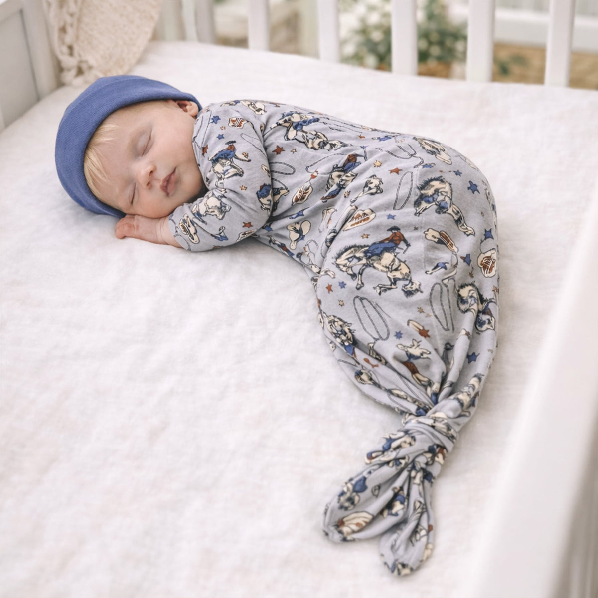 Western Cowboy Rodeo Baby Gown - Bamboo Newborn Layette - Tesa Babe - Flyclothing LLC