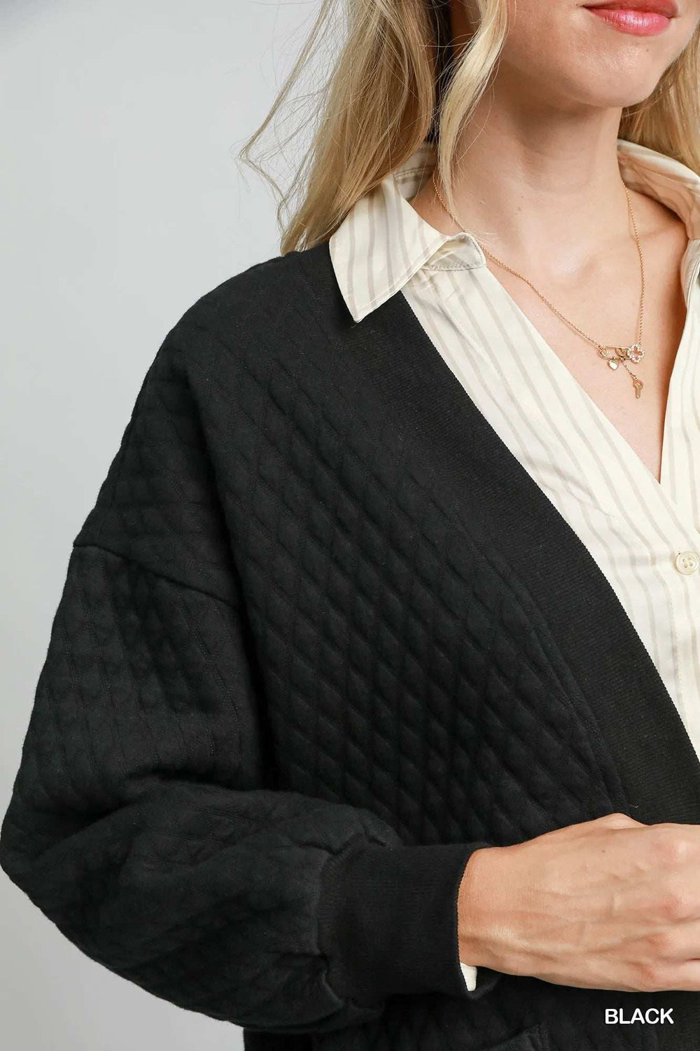 Umgee Button-Up Jacquard Cardigan - Trendsi - Flyclothing LLC
