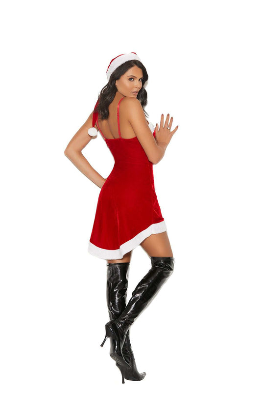 Elegant Moments Santa's Sweetie 2 Pc Costume Includes Velvet Dress With Adjustable Straps And A Hat - Elegant Moments - Flyclothing LLC