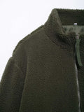 Turtleneck Zip Up Long Sleeve Plush Jacket - Trendsi - Flyclothing LLC