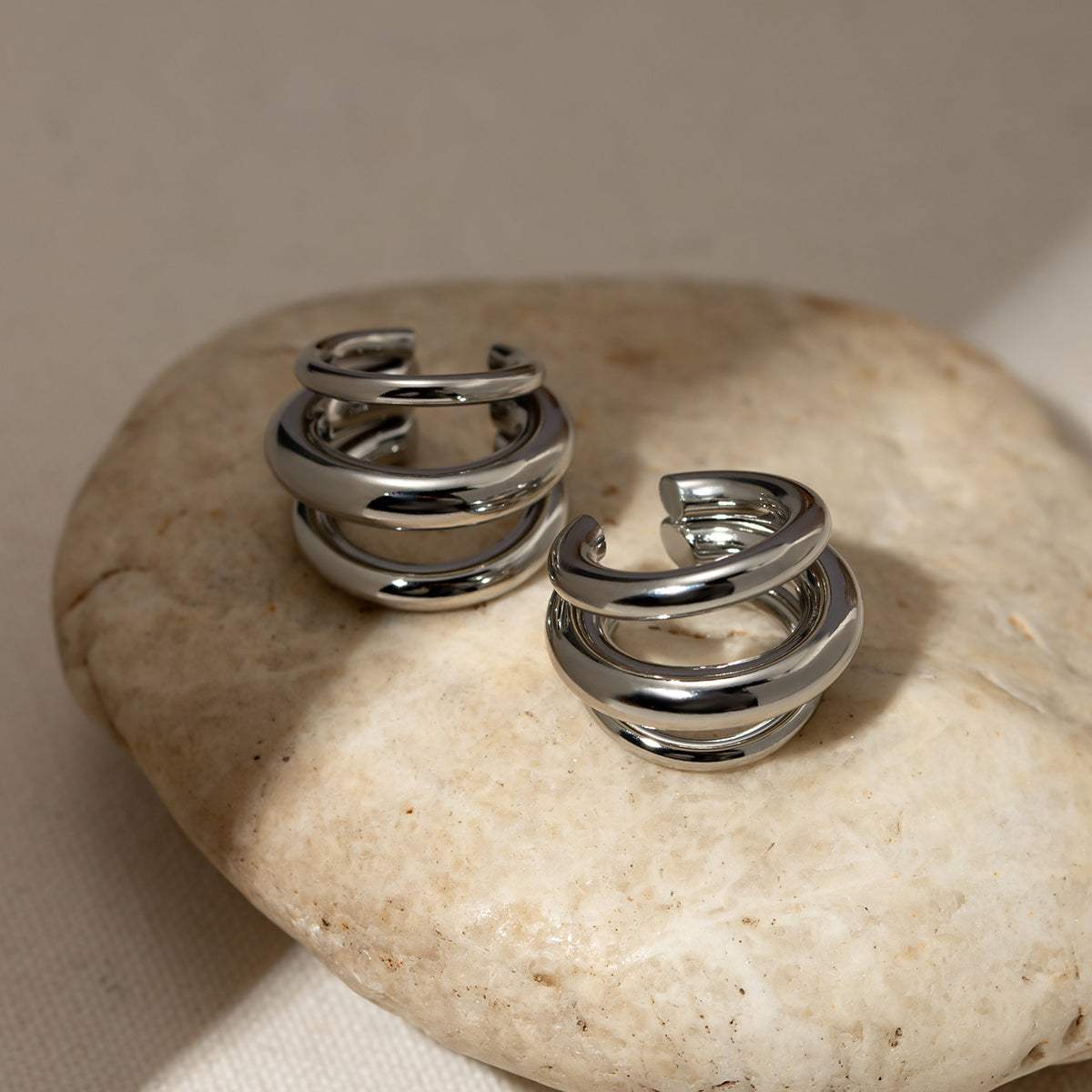 Stainless Steel Layered Cuff Earrings - Trendsi - Flyclothing LLC