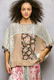 POL Floral Patchwork Lace Accent Blouse - Trendsi - Flyclothing LLC