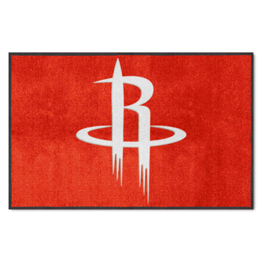 Houston Rockets 4X6 High-Traffic Mat with Durable Rubber Backing - Landscape Orientation - Houston Rockets