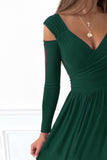 Slit Surplice Long Sleeve Maxi Dress - Trendsi