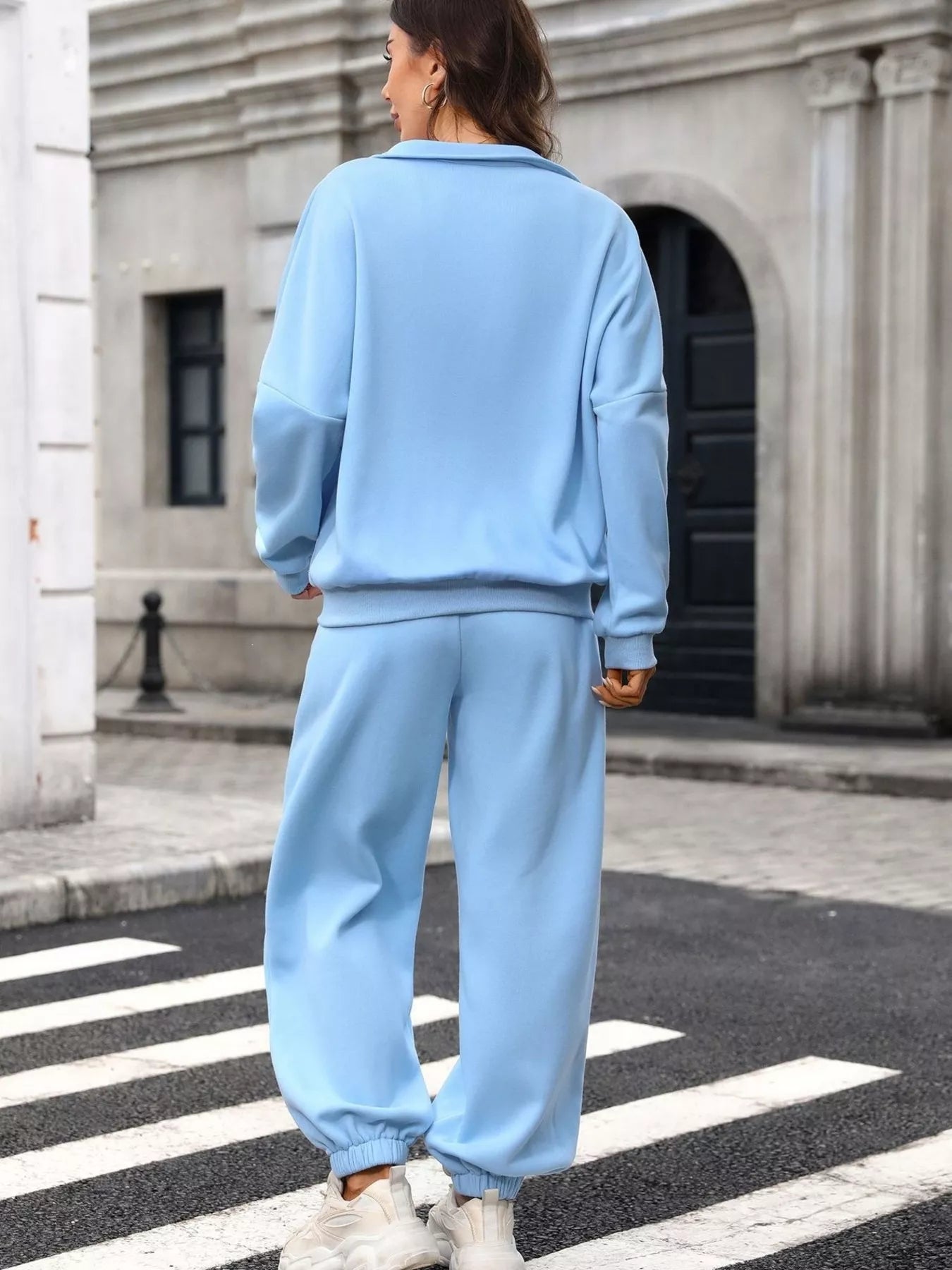 Zip-Up Long Sleeve Top and Pants Set - Trendsi - Flyclothing LLC