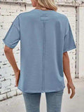 Lovelet Exposed Seam Round Neck Half Sleeve T-Shirt - Trendsi - Flyclothing LLC