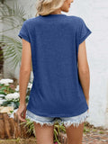 Casual V-Neck Pleated Front T-Shirt - Trendsi - Flyclothing LLC