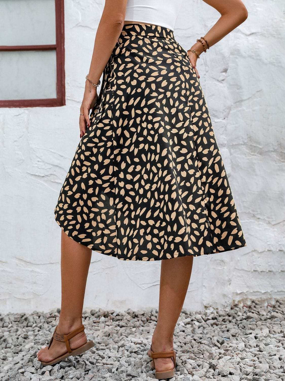 Tied Slit Printed Skirt - Trendsi - Flyclothing LLC