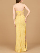 Beaded Corset Prom Dress with Slit