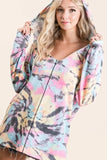 BiBi Tie Dye Print Terry Hoodie - Trendsi