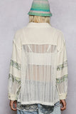 POL Printed Crochet Patchwork Button-Up Shirt - Trendsi