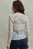 SO ME Lace Long Sleeve 3d Effect Floral Layering Top - Trendsi - Flyclothing LLC