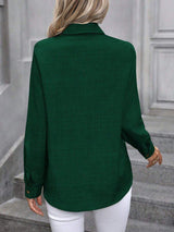 Button Up Collared Neck Long Sleeve Shirt - Trendsi - Flyclothing LLC