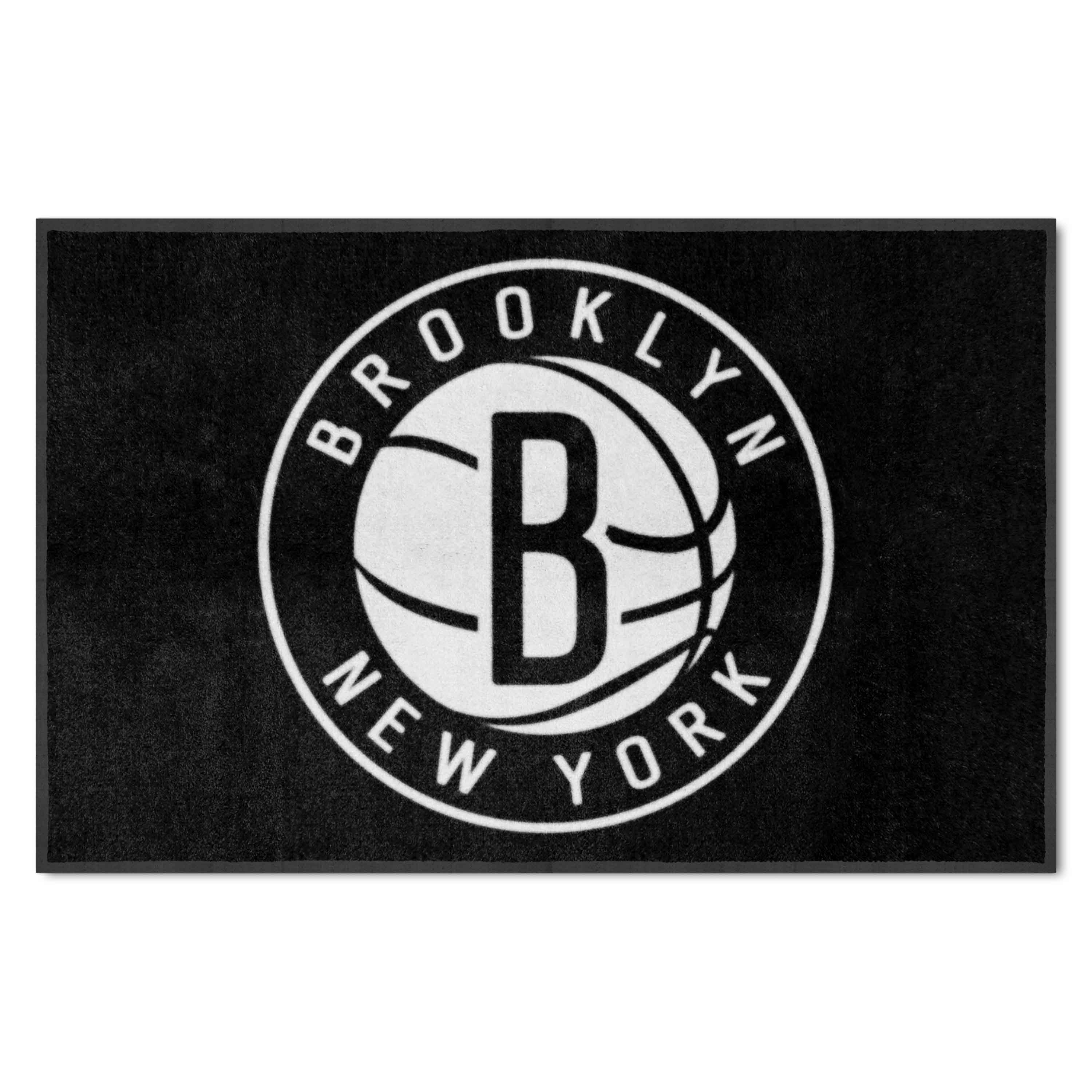 Brooklyn Nets 4X6 High-Traffic Mat with Durable Rubber Backing - Landscape Orientation - Brooklyn Nets