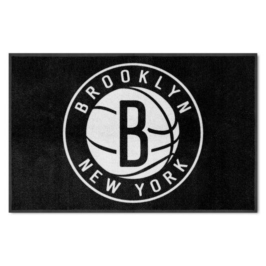 Brooklyn Nets 4X6 High-Traffic Mat with Durable Rubber Backing - Landscape Orientation - Brooklyn Nets