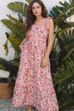 Floral Lace Tied Strap Square Neck Dress with Pockets - Trendsi