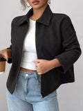 Casual Zip-Up Long Sleeve Jacket - Trendsi - Flyclothing LLC