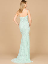 One Shoulder Beaded Gown with Slit