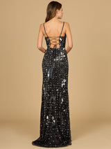 Mirror Beaded Gown With High Slit