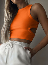 Cutout Round Neck Tank - Trendsi - Flyclothing LLC
