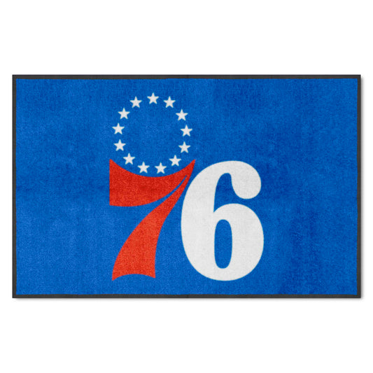 Philadelphia 76ers 4X6 High-Traffic Mat with Durable Rubber Backing - Landscape Orientation - Philadelphia 76ers