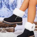 Fuzzy Ankle Boots with Zipper Detail - Trendsi - Flyclothing LLC