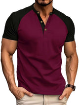 Men's Full Size Waffle-Knit Round Neck Contrast Polo Plus Size - Trendsi - Flyclothing LLC
