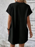 Pocketed Round Neck Short Sleeve Dress - Trendsi