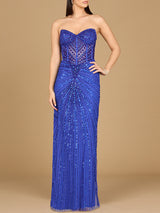 Embellished Strapless Gown with Slit | 9953