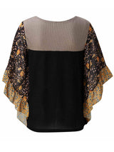 Full Size Printed Round Neck Three-Quarter Sleeve Blouse - Trendsi - Flyclothing LLC