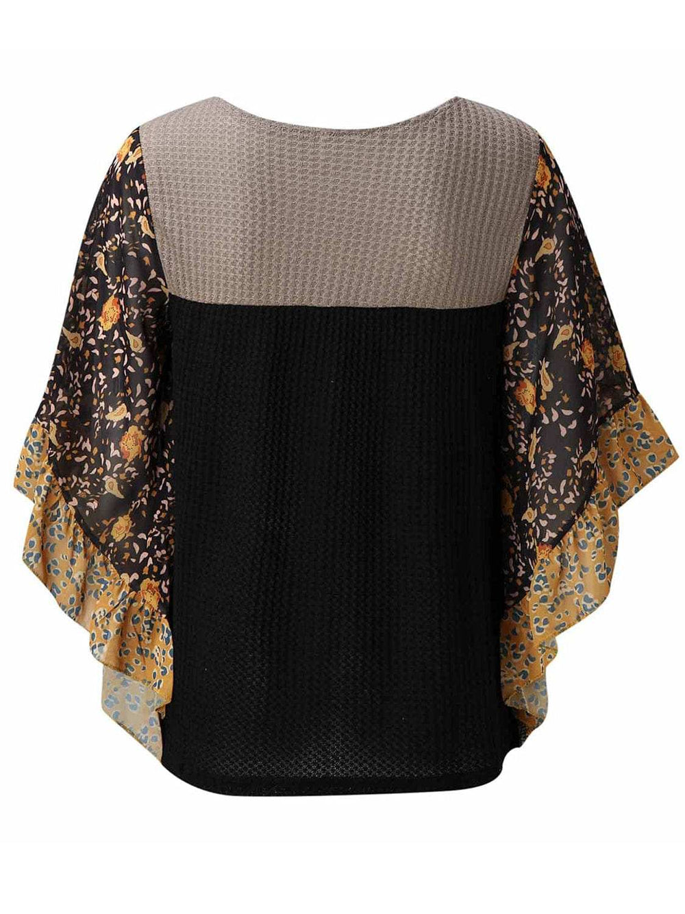 Full Size Printed Round Neck Three-Quarter Sleeve Blouse - Trendsi - Flyclothing LLC