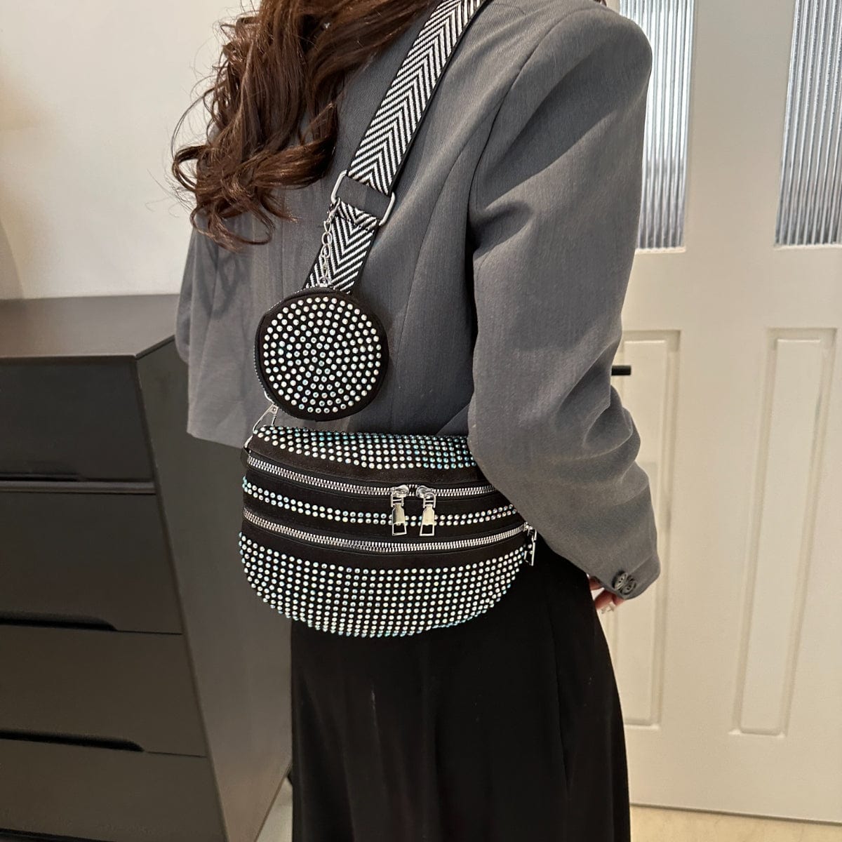Studded Adjustable Strap Crossbody Bag - Trendsi