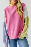 Exposed Seam Contrast Long Sleeve Sweatshirt - Trendsi - Flyclothing LLC