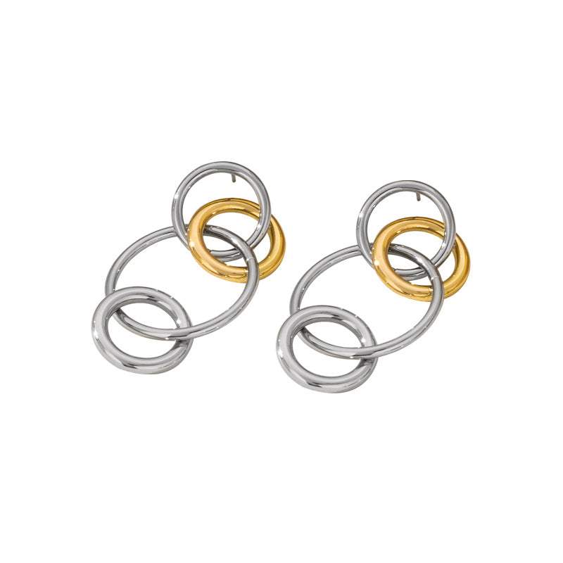 Wholesale Trendy Interlinked Multi-Ring Drop Earrings, New Niche Versatile Fashion Earrings For Women - My Store - Flyclothing LLC