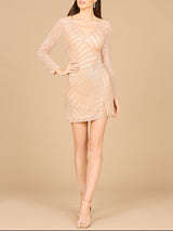 Long Sleeve V-Neck Cocktail Dress