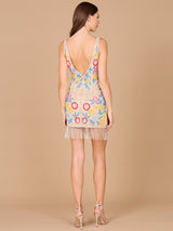 Floral Beaded Cocktail Fringe Dress