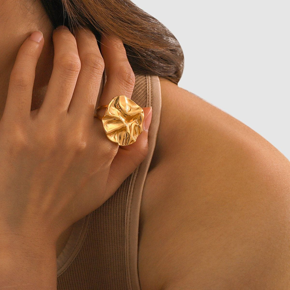18K Gold-Plated Irregular Open Ring - Trendsi