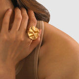 18K Gold-Plated Irregular Open Ring - Trendsi