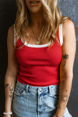 Contrast Trim Ribbed Knit Vest - Trendsi - Flyclothing LLC