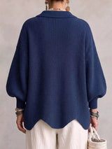 Full Size Gold Buttons Lantern Sleeve Cardigan Plus Size - Trendsi - Flyclothing LLC