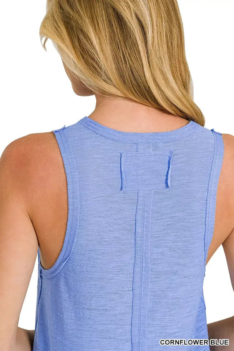 Zenana Curved Hem Slub Tunic Tank - Trendsi - Flyclothing LLC