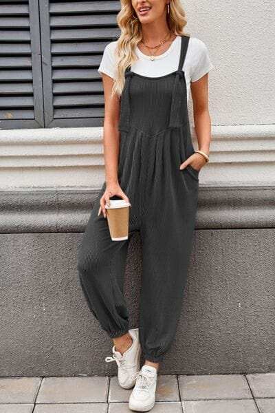 Lovelet Knotted Strap Overalls with Pockets - Trendsi - Flyclothing LLC